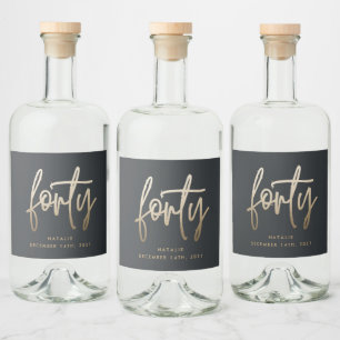 Étiquettes Pour Bouteilles De Liqueur Design moderne 40e anniversaire simple élégant s