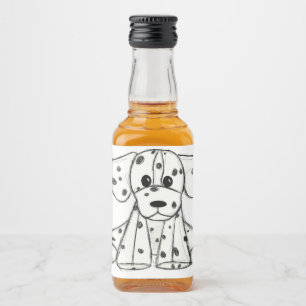 Étiquettes Pour Bouteilles De Liqueur Dessin simple de contour de chien dalmate rembourr