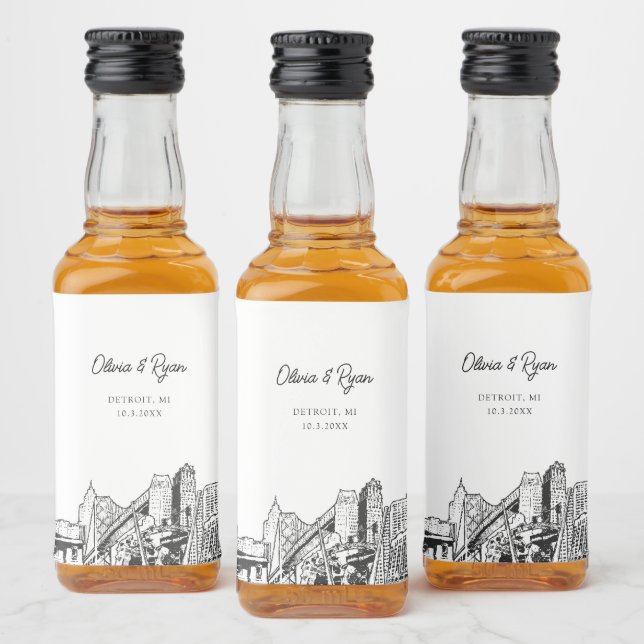 Étiquettes Pour Bouteilles De Liqueur Detroit Party Favoriser Bienvenue Cadeau personnal (Bouteilles)