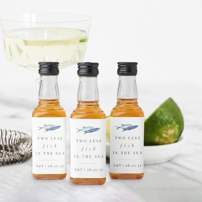 Étiquettes Pour Bouteilles De Liqueur Deux poissons de moins dans le Mariage de la mer (Créateur téléchargé)