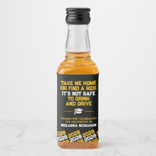 Étiquettes Pour Bouteilles De Liqueur Diplôme Noir & Or Ne Buvez Pas Au Volant Mini