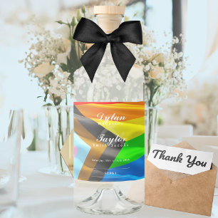 Étiquettes Pour Bouteilles De Liqueur Drapeau de fierté de mariage gay Typographie