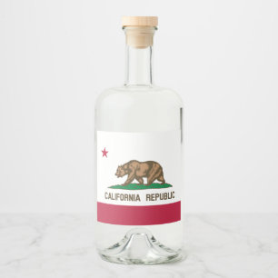 Étiquettes Pour Bouteilles De Liqueur Drapeau de l'ours de Californie : État de Cali Gol
