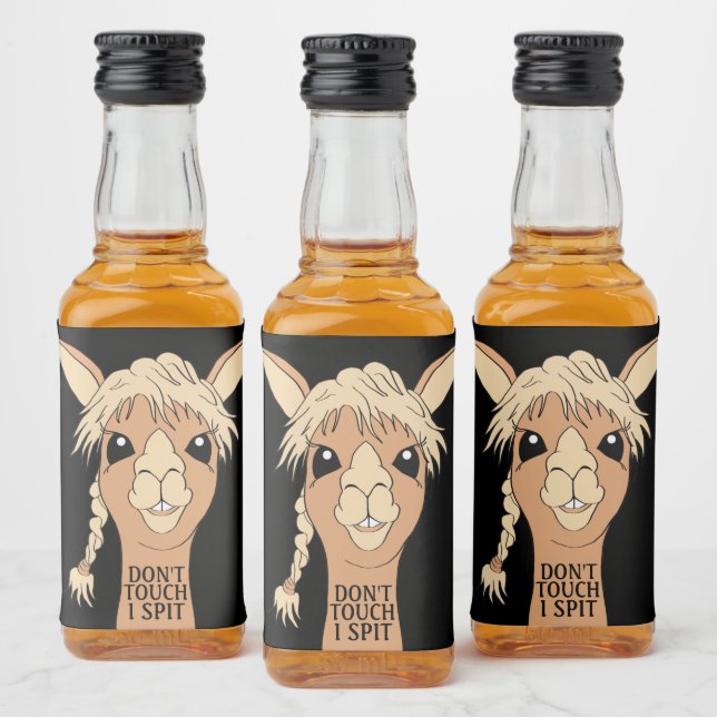 Étiquettes Pour Bouteilles De Liqueur Drôle Llama Ne touche pas Je crache (Bouteilles)