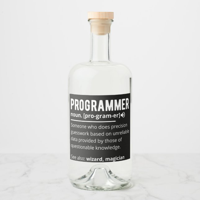 Étiquettes Pour Bouteilles De Liqueur Drôle Programmer Code Développeur Définition (Devant)