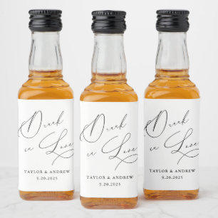 Étiquettes Pour Bouteilles De Liqueur Drunin In Love Black & White Mariage Vin bouteille