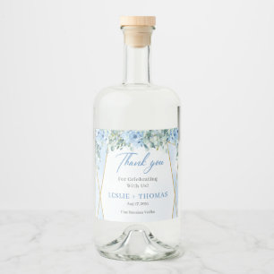 Étiquettes Pour Bouteilles De Liqueur Eeucalyptus géométrique en or de fleurs bleues