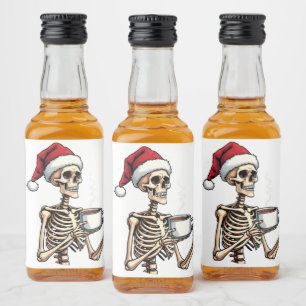 Étiquettes Pour Bouteilles De Liqueur Éffrayant Halloween Sipping Café Noël Père Noël