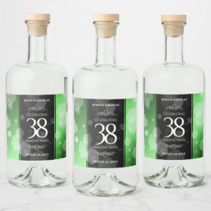 Étiquettes Pour Bouteilles De Liqueur Élégant 38e anniversaire du Mariage Emeraude