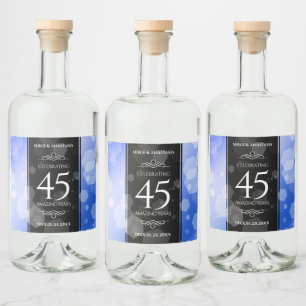 Étiquettes Pour Bouteilles De Liqueur Élégant 45e anniversaire de Mariage Sapphire