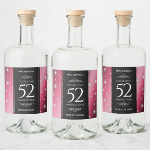 Étiquettes Pour Bouteilles De Liqueur Élégant 52ème anniversaire de Mariage de rubis éto