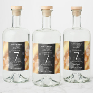 Étiquettes Pour Bouteilles De Liqueur Élégant 7ème anniversaire de Mariage de cuivre