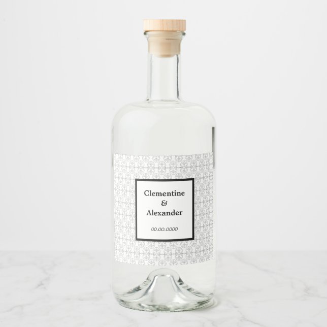 Étiquettes Pour Bouteilles De Liqueur Elegant Black and White Art Deco Style (Devant)