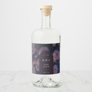 Étiquettes Pour Bouteilles De Liqueur Élégant Boho foncé Floral Purple Botanique GIN
