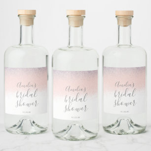 Étiquettes Pour Bouteilles De Liqueur Élégant Faux Ombré Pailleté Rose pour Baby Shower