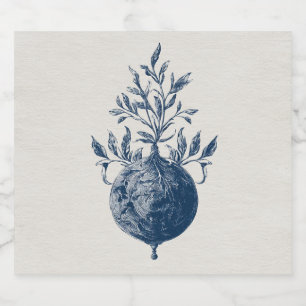 Étiquettes Pour Bouteilles De Liqueur Élégant Fleur sauvage Botanical Line Art