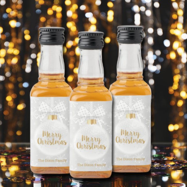 Étiquettes Pour Bouteilles De Liqueur Élégant flocon de neige Ornement blanc Noël (Créateur téléchargé)