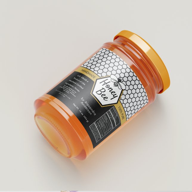 Étiquettes Pour Bouteilles De Liqueur Élégant Honey Bee Apiary Honeycomb Valeur nutritiv (Elegant Honey Bee Apiary Honeycomb Nutrition Facts Liquor Bottle Label)
