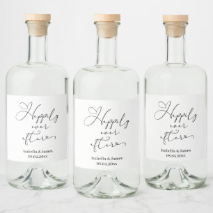 Étiquettes Pour Bouteilles De Liqueur Élégant Joyeux Jamais Après Mariage Romantique