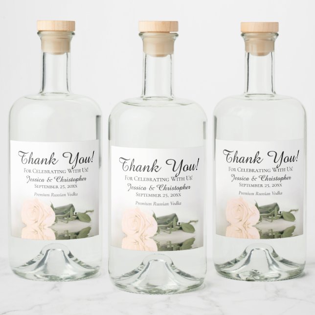 Étiquettes Pour Bouteilles De Liqueur Élégant Pale Peach Rose Chic Mariage Merci (Bouteilles)