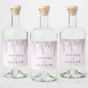 Étiquettes Pour Bouteilles De Liqueur Élégant Purple Wisteria Flowers Mariage