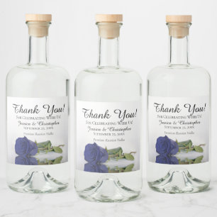 Étiquettes Pour Bouteilles De Liqueur Elégant Rose bleu marine Elegant Merci Mariage
