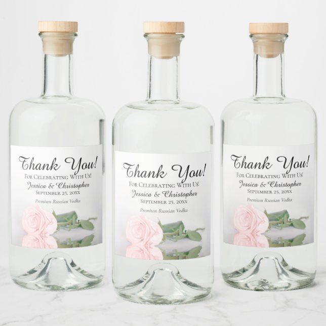 Étiquettes Pour Bouteilles De Liqueur Elégant rose rose rose rose rose chic Merci Mariag (Bouteilles)