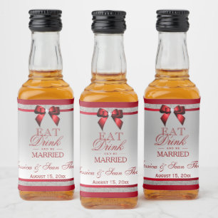 Étiquettes Pour Bouteilles De Liqueur Elégant Ruby Rouge et Parties scintillant argent M