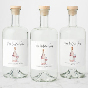 Étiquettes Pour Bouteilles De Liqueur Élégant Vino aquarelle avant Vows Fête des mariées