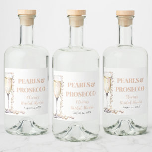 Étiquettes Pour Bouteilles De Liqueur Elégante perles d'or et Fête des mariées de poursu