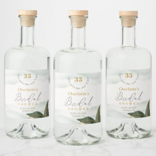 Étiquettes Pour Bouteilles De Liqueur Elégante verdure Fête des mariées or Aquarelle