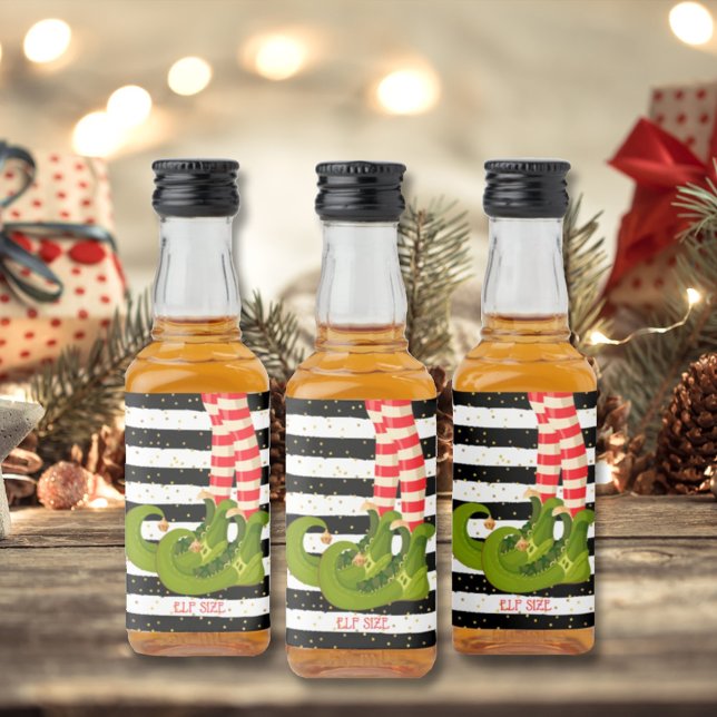 Étiquettes Pour Bouteilles De Liqueur Elfed Up Black White Stripes Christmas Mini (Créateur téléchargé)