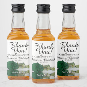 Étiquettes Pour Bouteilles De Liqueur Emerald Green Rose Classy Mariage Merci Mini