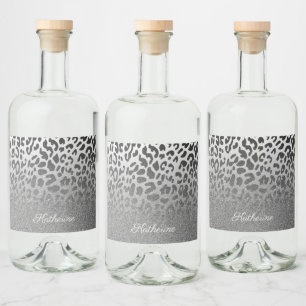 Étiquettes Pour Bouteilles De Liqueur Empreinte de léopard parties scintillant
