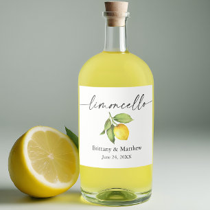 Étiquettes Pour Bouteilles De Liqueur Encre de calligraphie Limoncello Aquarelle Citron