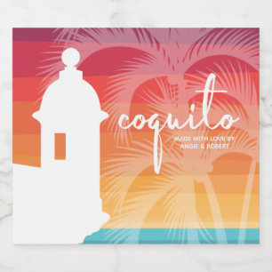 Étiquettes Pour Bouteilles De Liqueur Ensemble de Étiquettes Coquito Palm Tree Food and