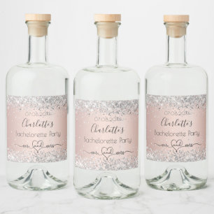 Étiquettes Pour Bouteilles De Liqueur Enterrement de vie de jeune fille rose gold argent