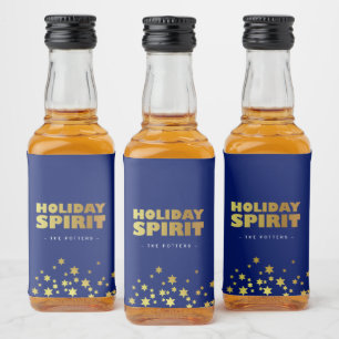 Étiquettes Pour Bouteilles De Liqueur Esprit de vacances Fun Christmas Blue & Gold