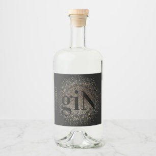 Étiquettes Pour Bouteilles De Liqueur Étincelle Noire Moderne Embossée Gras Simple Gin