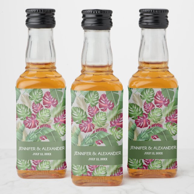 Étiquettes Pour Bouteilles De Liqueur Étiquettes de mariage tropical mini (Bouteilles)