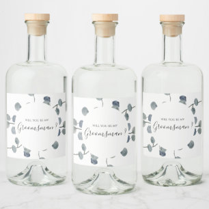 Étiquettes Pour Bouteilles De Liqueur Eucalyptus Green Groomsmen Proposition