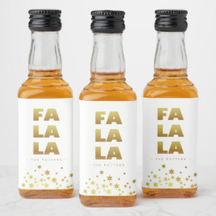 Étiquettes Pour Bouteilles De Liqueur Fa La La   Fun Christmas White & Gold Mini