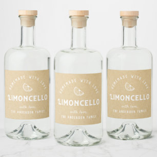 Étiquettes Pour Bouteilles De Liqueur Fait maison avec Love Limoncello Kraft moderne