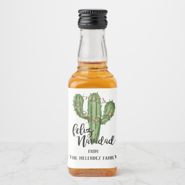Étiquettes Pour Bouteilles De Liqueur Feliz Navidad Custom Christmas Mini Liqueur (Devant)