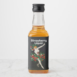 Étiquettes Pour Bouteilles De Liqueur FEMME AVEC STRAWBERRIES Art Nouveau