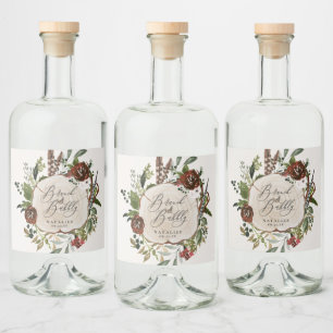 Étiquettes Pour Bouteilles De Liqueur Ferme rustique Bourgogne botanique douche de nage