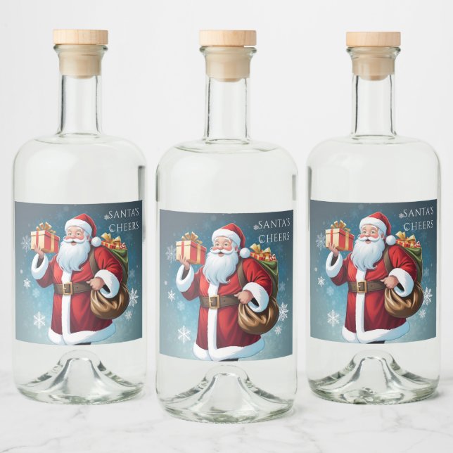 Étiquettes Pour Bouteilles De Liqueur Festive Santa’s Cheers Merry Christmas Holiday (Bouteilles)