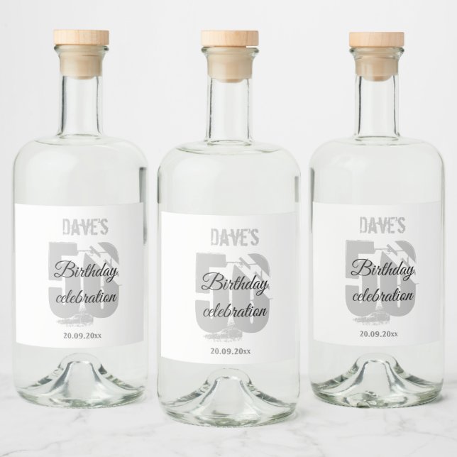 Étiquettes Pour Bouteilles De Liqueur Fête d'anniversaire personnalisée blanche 50 ans t (Bouteilles)