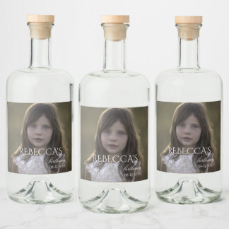 Étiquettes Pour Bouteilles De Liqueur Fête d'anniversaire photo de fille personnalisée