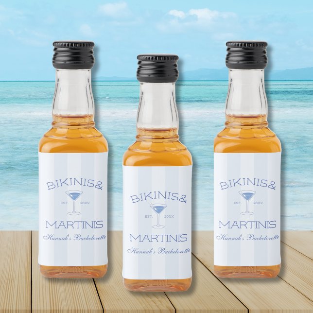 Étiquettes Pour Bouteilles De Liqueur Fête de Bachelorette de Plage Bikinis et Martinis (Bikinis And Martinis Beach Bachelorette Party Liquor Bottle Label)
